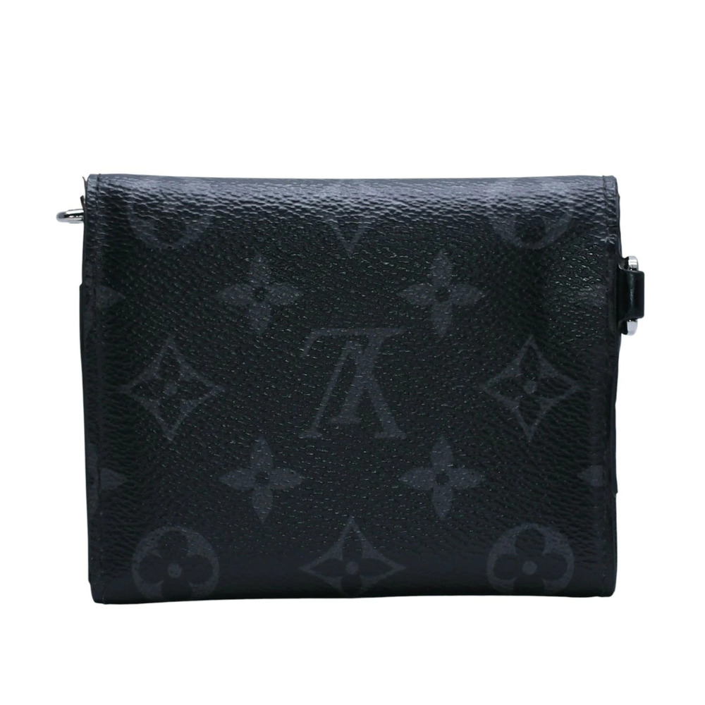 LOUIS VUITTON Monogram Eclipse Black Compact Wallet Tri fold Black